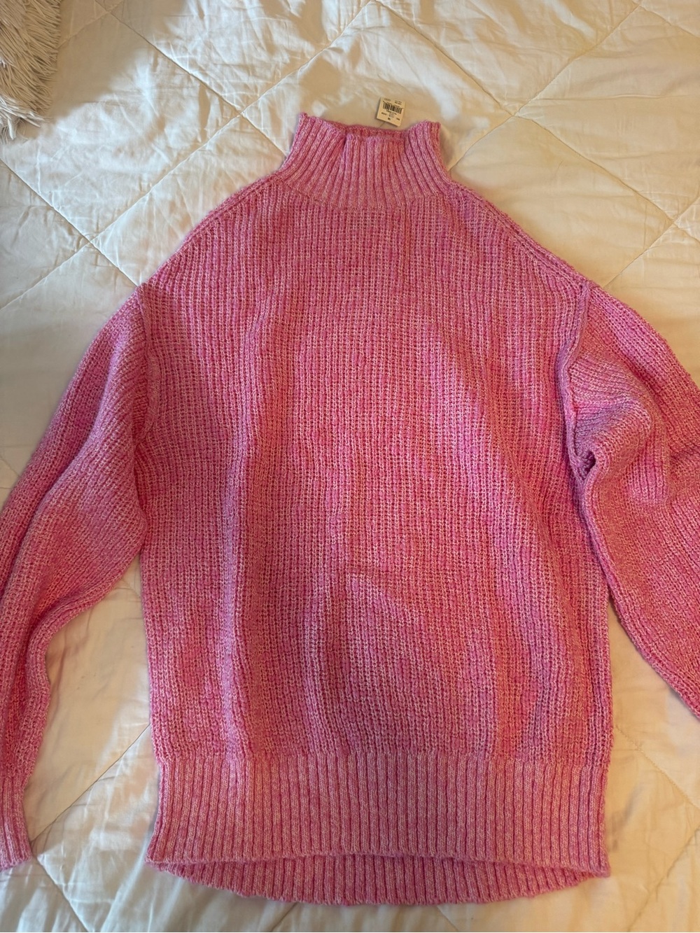 aerie Pink Ribbed Mock Neck Sweater